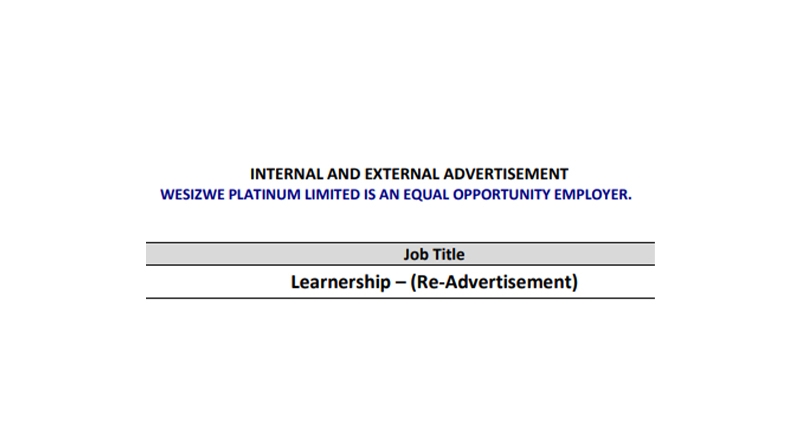 Wesizwe Platinum Learnership Programme 2025